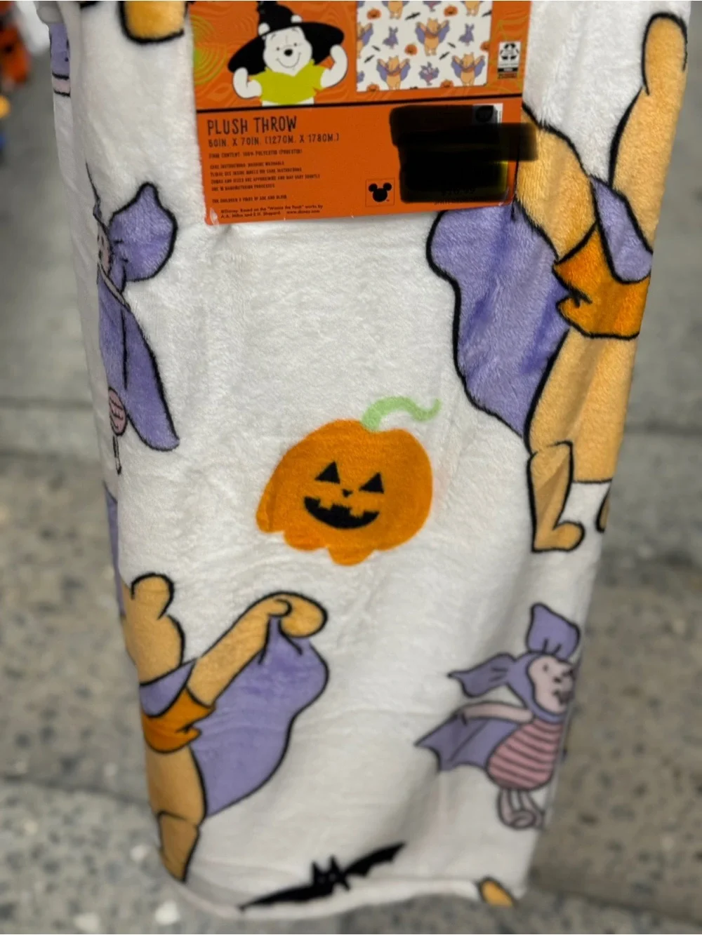 Disney-Halloween winnie the poohPlush Throw Blanket - White with Orange & Purple